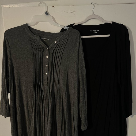 Croft & Barrow Gray Pleated and Black Tops size 2x - Picture 1 of 16